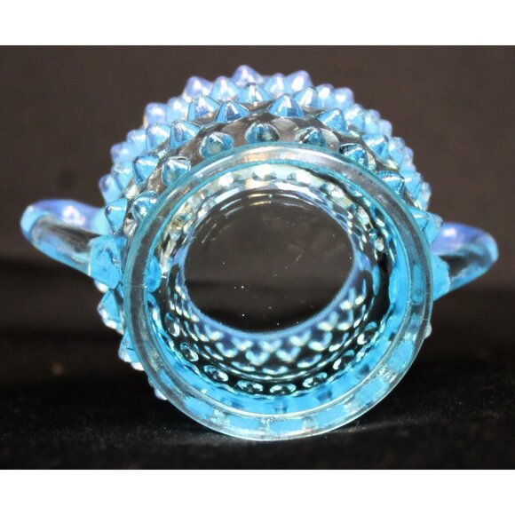 2 Pc Fenton Glass Mini Hobnail Creamer Jug Sugar Bowl Set Opalescent Star - Picture 13 of 13